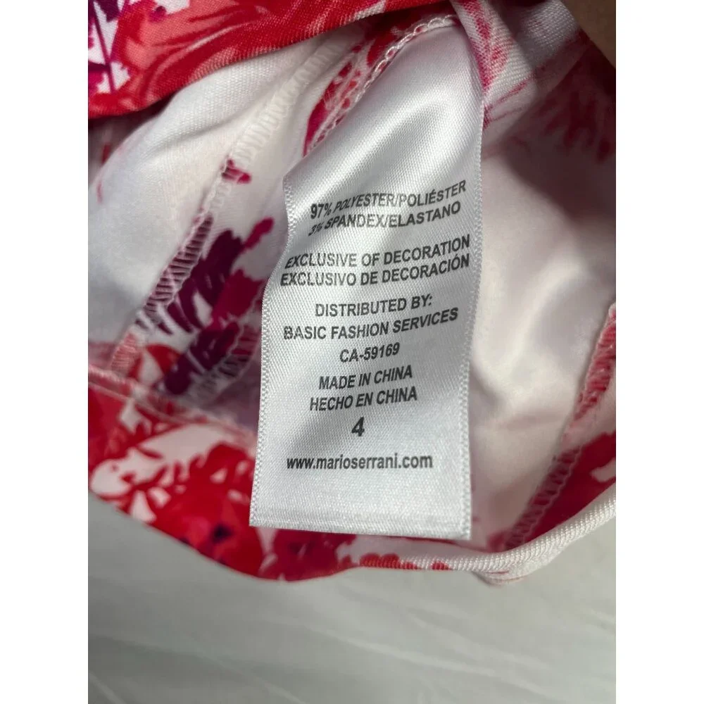 New Mario Serrani Floral‎ Print Sleeveless Dress size 4 Red/White